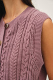 Classic Cable Knit Button Up Sweater Vest