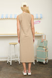 Round Neck Sleeveless Side Slit Midi Shirt Dress Round Neck Sleeveless Side Slit Midi Shirt Dress