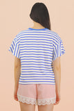 Oversized Ruffle Sleeve Casual Stripe Knit Top