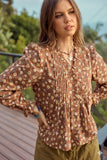 Luxe String Floral Lace Relaxed Cotton Blouse
