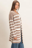 Open Front Stripe Cardigan