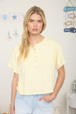 Boxy Fit Henley Short Sleeve Knit Top