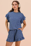 Size Floral Textured Knit Top & Shorts Set