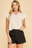 Ruffle Sleeve Polka Dot Blouse