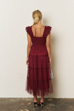 Polka Dot Chiffon Smocked Tiered Midi Dress