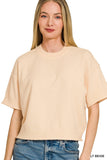Lightweight Exposed Seam Short Sleeve Crop Sweater