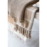 Woven Recycled Cotton Blend Striped Throw W Braided Fringe
