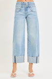 Slouchy Crop Barrel Jeans With Double Waistband Details