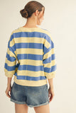V-notched Bold Stripe Casual Top