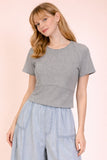 Mineral Washed Knit Fitted Casual Crop Top