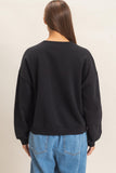 Floral Applique Crew Neck Sweatshirt Floral Applique Crew Neck Sweatshirt
