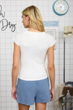 Raglan Exposed Seam Short Sleeve Knit Top