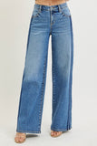 Slouchy Wide Leg Jeans With Side Shadow Stripe Detail