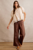 Side Lace Trim-wide Leg Pull On Pants