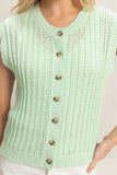 Sleeveless Ribbed Button Top