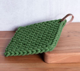 Leather Strap Pn Knit Pot Holder