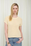 Sheer Knit Crew Neck Short Sleeve Knit Pullover