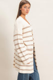 Open Front Stripe Cardigan