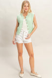 Sleeveless Ribbed Button Top