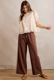 Side Lace Trim-wide Leg Pull On Pants