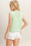 Sleeveless Ribbed Button Top