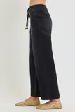Elastic Band Slouchy Crop Baggy Patch Pockets Jeans