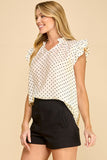 Ruffle Sleeve Polka Dot Blouse