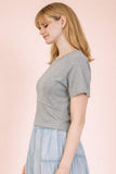 Mineral Washed Knit Fitted Casual Crop Top