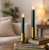 2 Pc 6" Green Led Taper Candle Set