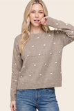 Pom Pom Dots, Wide Crew Neck, Long Sleeve