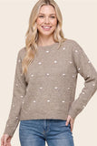 Pom Pom Dots, Wide Crew Neck, Long Sleeve