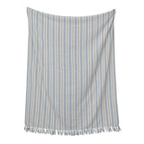 Woven Recycled Cotton Blend Striped Throw With Fringe