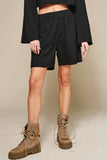 Solid French Terry Drawstring Long Shorts