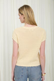 Sheer Knit Crew Neck Short Sleeve Knit Pullover