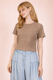 Mineral Washed Knit Fitted Casual Crop Top