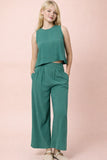 Solid Woven Linen Sleeveless Top