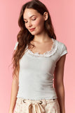 Lace Contrast Scoop Neck