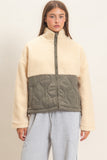 Quilted Sherpa Zip Up Jacket