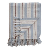 Woven Recycled Cotton Blend Striped Throw With Fringe