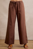 Side Lace Trim-wide Leg Pull On Pants