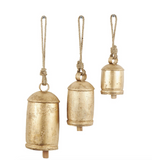 Mtl Rope Cow Bell 10", 7", 5"h