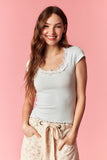 Lace Contrast Scoop Neck
