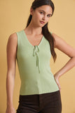 Adjustable Tie V-neck Ribbed Tank Sweater