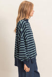 Striped Mock Neck Sweatshirt