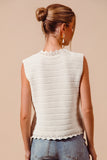 Buttoned Front Texture Knitted Sweater Vest With S