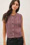 Classic Cable Knit Button Up Sweater Vest