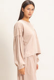 Mineral Wash Puff Long Sleeve Boxy Top