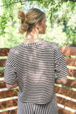 Stripe Short Sleeve Drop Shoulder Boxy Knit Top