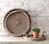 Round Willow Tray W/ Handles