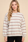 Womens Textured Stitch Detail Long Sleeve Knit Top